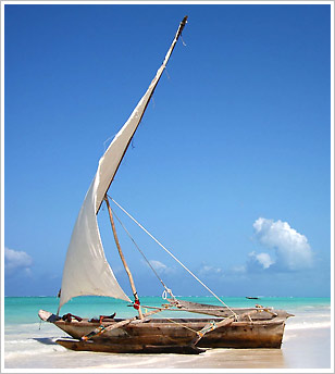 Dhau Boot am Sansibar Strand